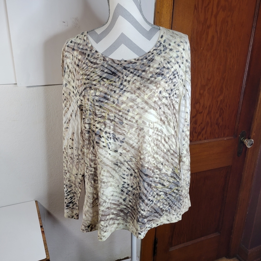Womans Zenergy by Chicos Animal print Knit top Size 3 - Picture 2 of 5
